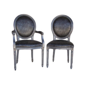 WS-2100-876-Louis XVI  Isabelle Dining Chairs-Arm Chair -23W 25D 18.5D 41 H COM 2 yds-Side chair 20W 24D 41H -COM 1.5 yds-Shown in Composition Silver Leaf Finish