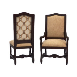 WS-2051-  Carved Tudor  Dining Chairs-Arm- 25W 26D 47 H -Side-22W26D 47H COM 3 yds