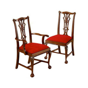 WS-2093- Brixton Chippendale Dining Chairs-A 23 W 22D 18 SD 39.5H-S-19.5W 21D 18 SD 39.5H